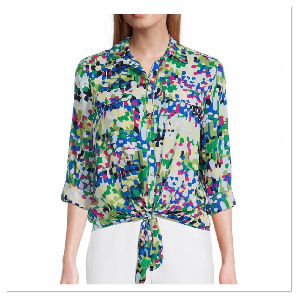 Investments Women’s Plus Size Abstract Dot Print Shirt